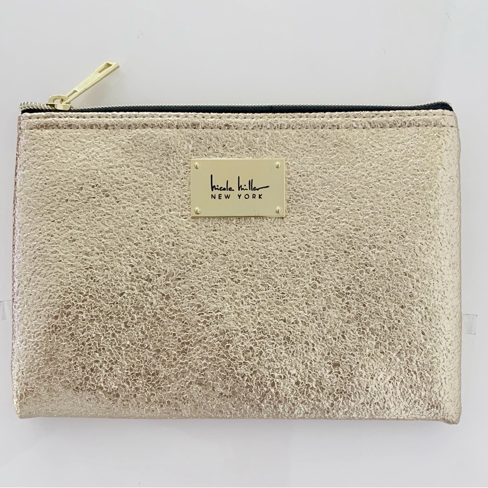 NEW Nicole Miller New York Gold Cosmetic Bag
